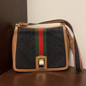 Vintage Gucci Web GG Monogram Jacquard Shoulder Bag